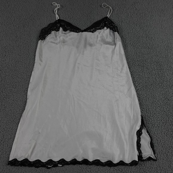 Victoria's Secret Other - Victorias Secret Mini Slip Dress Womens Large White Black Lace Lingerie Nightie